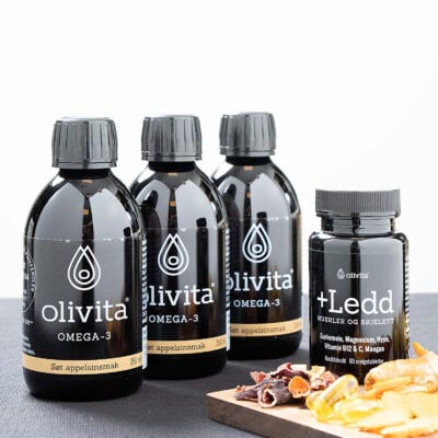 Olivita olje med søt appelsinsmak og +Ledd